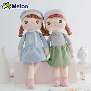 Puppen Metoo 42 cm Morandi Stil Angela Puppe mit gewebten Kleid Plüsch für häusliche Schlafzimmer Dekoration Geburtstag Babyparty Weihnachtsgeschenk Mädchen zu