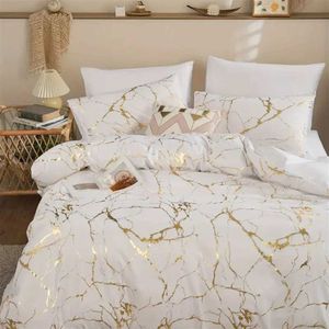 Bedding sets Luxury gold marble texture 3Pcs large down duvet cover bedding linen bedding 200x200 240x220Q240521