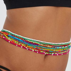 حبات LeeChee Summer Beads ذات الطبقات المزدوجة ملونة حبة ملونة هدية مجوهرات سلسلة الخصر للنساء 240522