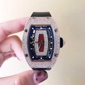 Orologio svizzero Richamills Womens orologi MILLES RM Owatch Womens Series Womens Ceramic Rose Gold Automatic Machinery 31x45mm RM0701 Diamond Red Lips RR