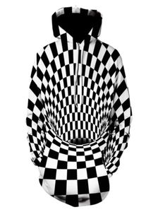 Stylish hoodie personality black and white plaid men039s long sleeve thin sports high quality hypnotic hoodie5431910