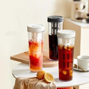 1L Manual Cold Brew Maker Refrigerator Water Kettle with Filter Portable Coffee Pot Fruit Tea Moka Coffeeware Teaware 240514