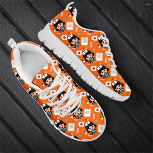 Casual Shoes Cute Cartoon Print Lace Up Flat Student Fashion Breathable Walking Design Lightweight Sneakers