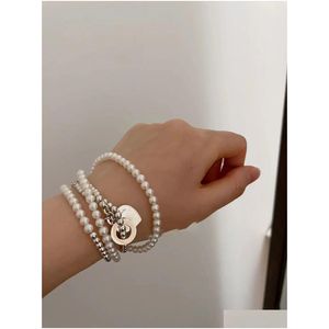 Pendanthalsband Pearl 8mm Halsband Guldmoment Bangle Set Double Layer Fine Jewelry Chain Link Chains Love Designer Fashion Drop Del Otave