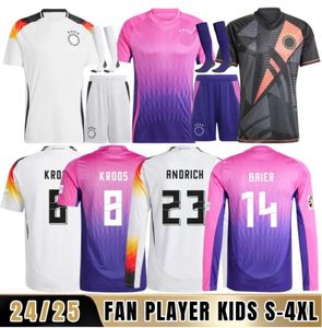 S-4XL Германия футбольные майки Европейский кубок Home Home Home Hommels Kroos Gnabry Werner Draxler reus 24 25 Muller Gotze Football Frubor Men Kids Kit Версия игрока игрока