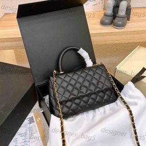 10A Mirror Quality Designer Flap väskor Kvinnor Tygväska Ny versionskedja Crossbody Bag Top Version Caviar Bag med svart lädermaterial handväska