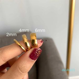 Anéis de banda mancham grátis 2mm 4mm 6mm de aço inoxidável 18k Ringas de junta de cor prata de ouro de 18k para Lady Minimalist Gold Rings for Women