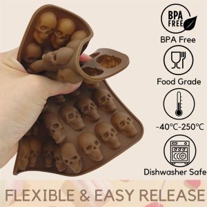 Skull Baking Silicone Mold Multi-functional 3d Jelly Ice Block Mold DIY Candy Chocolate Creative Creative Kitchen Baking Tools