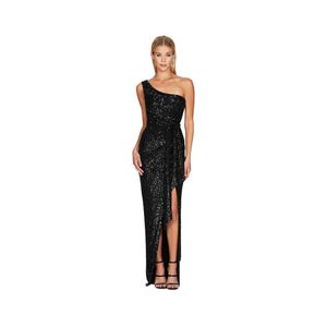 Urban Sexy Dresses European och American One-skoder Bankett Sequin Irregar Slitklänning Kvinnor Vestidos Drop Delivery Apparel Womens Clo Dhoyu