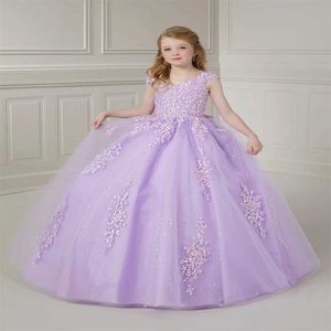 Dopklänningar Ny Lilac Girl Dress Application Birthday Present Baptist Sacrament Anpassad examen Celebration Evening Dress Sacrament Q240521