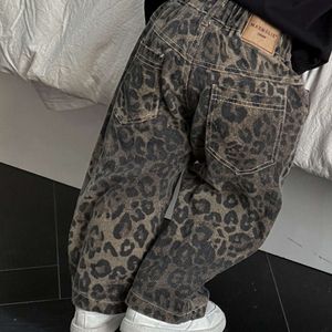 2024 Spring Boys New Leopard Pattern Jeans Baby Western Leisure Children's Pants L2405