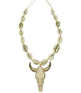 Cow toro bull testa a ciondolo collana donna catena di corda catena naturale cowrie guscio lungo cranio boho gioielli collier femme 2020 kolye y29930421