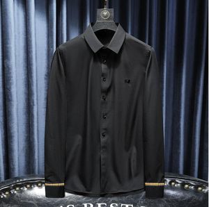 Новый плюс размер мужчина сплошной цвет бизнес -рубашка Fashion Classic Basual Casual Blim Blac