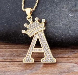 Luxury designer Necklace Copper Zircon AZ Crown Alphabet Pendant Chain Necklaces Punk HipHop Style Fashion Woman Man Initial Nam2836959