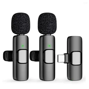 Microphones Type C Mini Wireless Lavalier Microphone 1 To 2 Noise Reduction Lapel Mic Clip On For Video Vlog Recording