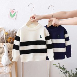 2024 Knit Sweter haft haftowania niemowlęta jesień zima bawełniana bawełna chłopcy dzianiny swetry dla dzieci Koreańskie dzieci L2405