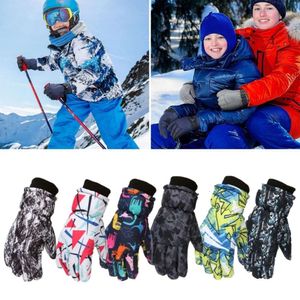 New Children Snow Gloves Boys Girls Ski Snowboard Windproof Waterproof Thicken Keep Warm Winter Mittens Dropshipping L2405