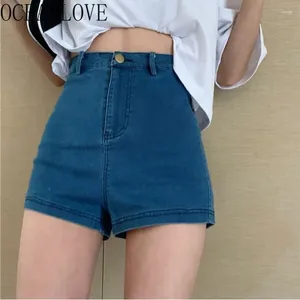 Women's Jeans OCEANLOVE Denim Short Women 2024 Korean Fashion Elegant Temperament Mujer Pantalones Solid High Waist Super Stretchy Pants