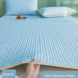 Latex Cold Felt Ice Fabric Mattress Sheet/Double/Large Bed Sheet Summer Cold Mattress Elastic Belt Four Corner Bed Sheet 240518