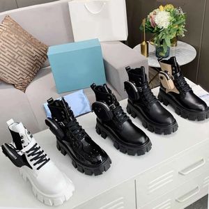 Women Rois Boots Designer Monolith Boot Ankle Boot Leather Nylon Removable Pouch Bootie Military Inspired Combat Shoes Original Box Size 35-45