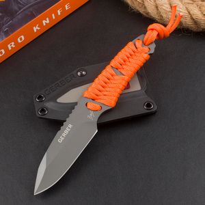 H5202 Survival Straight Knife 5Cr15Mov Titanium Coated Drop Point Fine Edge Blade Full Tang Paracord Handle Outdoor Camping Hiking Fixed Blade Rescue Knives