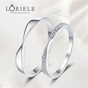 LORIELE Real 925 Sterling Silver Ring for Women Men Couple Ring Valentines Day Gift White Gold Plated Unisex Band 240522