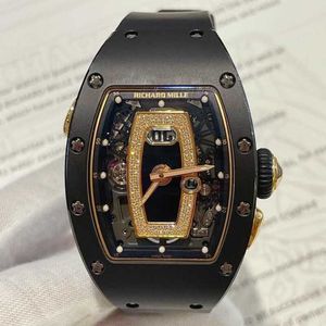 Orologi svizzeri Richamills Womens Watchs Milles RM Collezione femminile orologio da donna 5263x344 mm Calendario meccanico automatico Ceramica nera Ceramica con diamante RM037 R