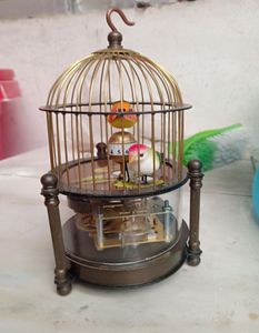 Rare brass bird cage Mechanical Table Clock Alarm Clock0121846201