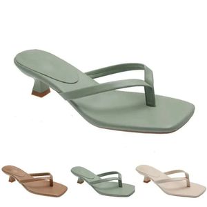 Модные каблуки женские сандалии тапочки высокие туфли Gai Flip Flops Summer Flat Sneakers Тройные белые черные зеленые коричневые Co D4D