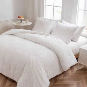Sängkläder set komfort set vit boho sängkläder komfort set extra fluffig tuftad design 3 stycken säng komfort (1 komfort 2 fall) Q240521