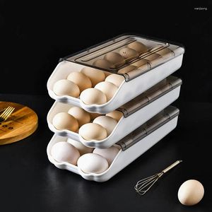 Aufbewahrung Flaschen Eierkasten Kühlschrank Scrollbare Organisation Behälter für 14 Eier Küchenstapel Plastikbehälter