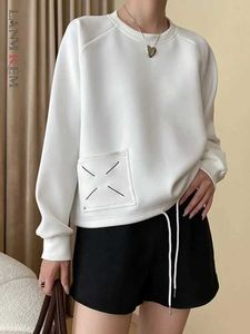 Women's Hoodies Sweatshirts Embroiled Design Pullover Sweatshirt Womens Solid Round Neck Long Sleeve Casual Loose Top 2024 Spring New 26D6445 Q240521