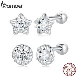 0.15CT D Color VVS1 EX 925 Silver Stud Earrings Shiny Round Cut Lab Diamond Platinum Plated Earrings For Women 240522