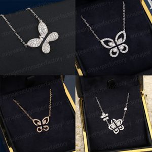 Graffs designer smycken lyx örhänge hänge halsband för kvinnor tredimensionell ihålig ut och dubbla fjärilar sterling silver kedja par gåva