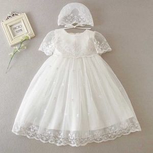 Taufkleider Neues Baby Kleid Dusche Kleid weiße Spitze Babyparty Party Hochzeit Prinzessin Kleid Baby Kleidung 0-24m Q240521