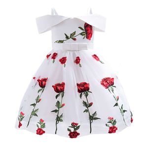 Kız Elbise Kızlar İçin Gelinlik Çiçek Çiçek Gül Bey Beyaz Siyah Kısa Akşam Partisi Tören 2023 Yaz Yeni Prenses L2405