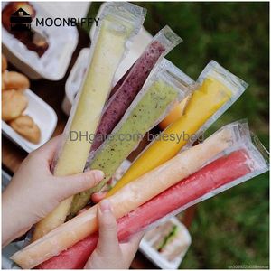 Other Drinkware Summer Food Grade Disposable Ice Popsicle Molds Bags Transparent Bag Diy Plastic Reseal Packaging Drop Delivery Otrbz