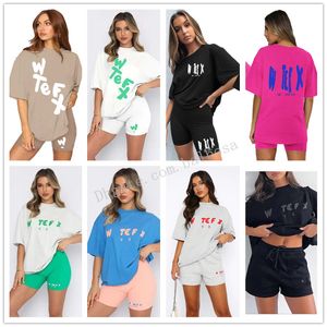Plus Size Womens 2 Two Piece Pants S-3XL Summer New Fashionable And Sporty Short Sleeved Pullover Shorts Set Colors High Quality Full Letter