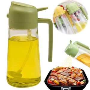 2'si 1 püskürtücü ve püskürtün, püskürtücü pişirme, mutfak spreyi için zeytin camı dağıtıcı şişe spreyi (yeşil)