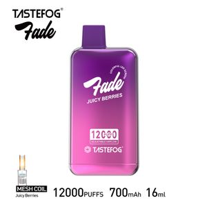 Оригинальный Tastefog Fade Ondosable Vape Box 12000 Puff Puffe 12K E-сигарета 2% 16 мл 700 мАч 10 ароматов с 1,9 дюйма красочной цифровой экрана Оптовая цена