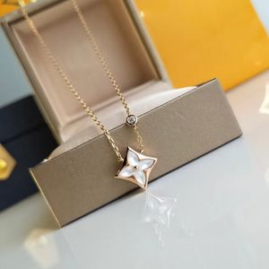 Diamond necklace Earrings Set womens pendant fashion jewelry shell 18K gold chain Luxury Brand gift with boxV5