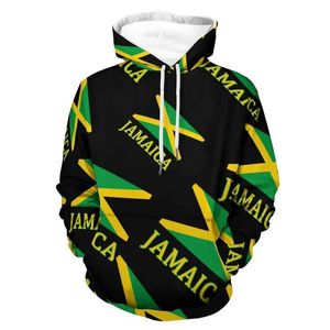 Męskie bluzy bluzy 3D nadrukowana jamajska flaga z kapturem męska Cool Street Clothing Długie rękodzie