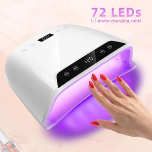 Powerful UV LED Nail Lamp Professional 72 LEDs Nail Dryer with LCD Display Big Space Nail Dryer With Smart Sensor Manicure Lamp 240523