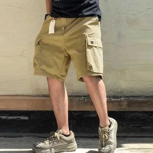 Męskie szorty zabytkowe stałe kolory szorty męskie plastry mody Pockets Projekt luźne ładunek krótki spodni męski wiosna letnia streetwear mens krótkie J240522