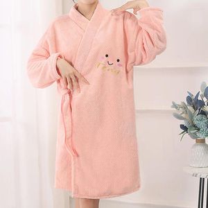 Kvinnors sömnkläder vinter kvinnor korall fleece kläder förtjockar varm badrock långärmad nattklänning mjuk flanell damer casual hemkläder