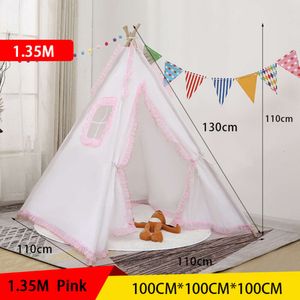 Children's Teepee Tent Portable Tipi Infantil House For Children Cabana Kids Tents Decoration Carpet LED Lights