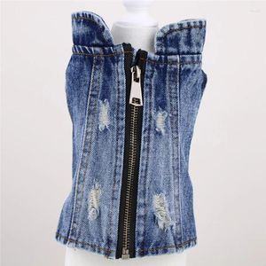 Hundkläder Big Pet Jean Jacket Vest Holeszipper Design Valp denim Coat Spring/Autumn Clothing