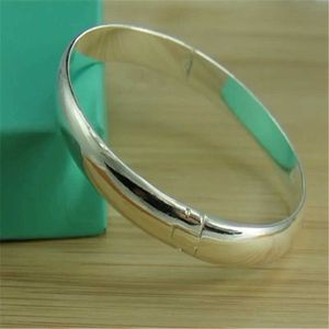 Bangle 925 Silver Simple Shiny Open for Woman Charm Jewelry Christmas Gift Q240522