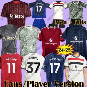 3xl 4xl Mainoo Hojlund Casemiro Soccer Jerseys Garnacho Rashford Manchestee 24 25 United Stone Roses United Fernandes Mancheste Rs Entited Shirt 2024 2025 Kids Set