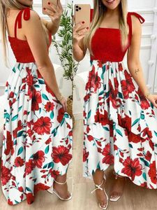 Повседневные платья цветочные припечатки Bandeau Maxi Summer Dress Женщины